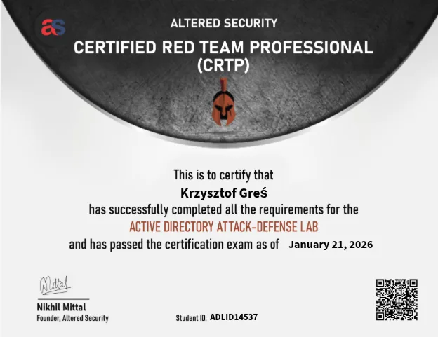 Altered Security - Certified Red Team Professional (CRTP)